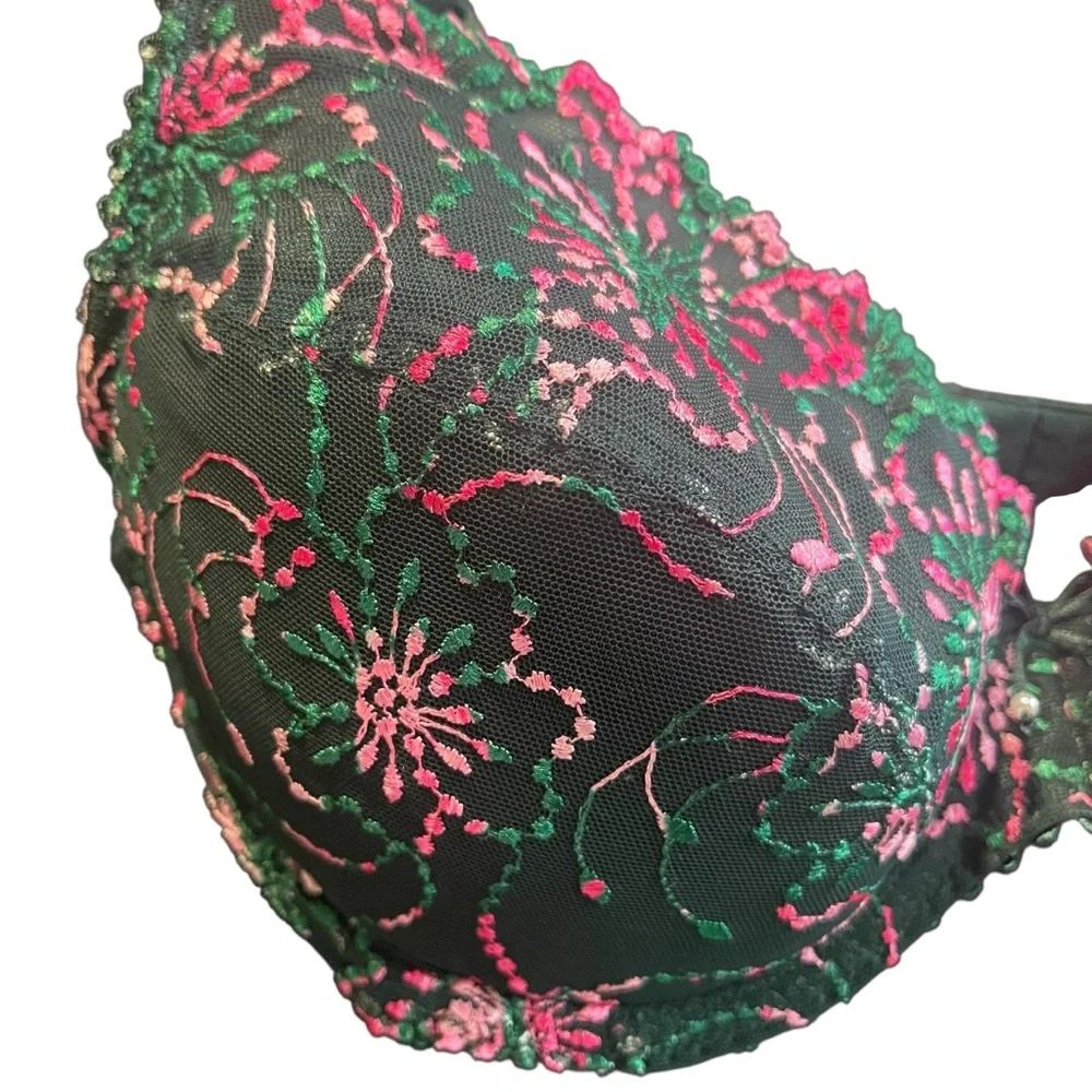 NWT Marie Jo Jane Push Up Bra Removable Pads Floral Embroidered Lace 32DD